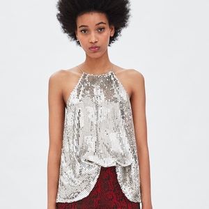 Zara silver sequin top